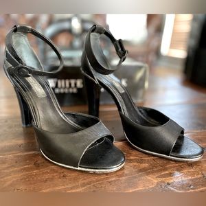 WHBM Cassie Peep Toe Ankle Strap Heels